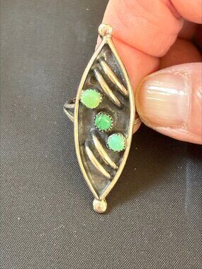 1930s OOAK Vintage Indian Turquoise Navajo Sterling Silver .925 Handmade Size 8